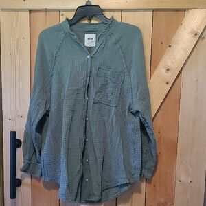 Aerie Gauzy Green Long Sleeve